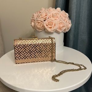 Rose gold & pink | hard clutch with removable long strap